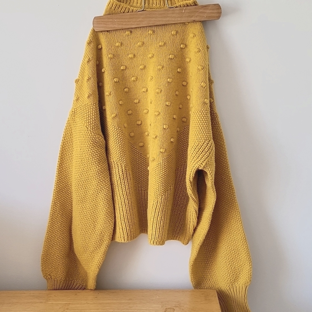 Cynthia Rowley mustard yellow crop sweater.